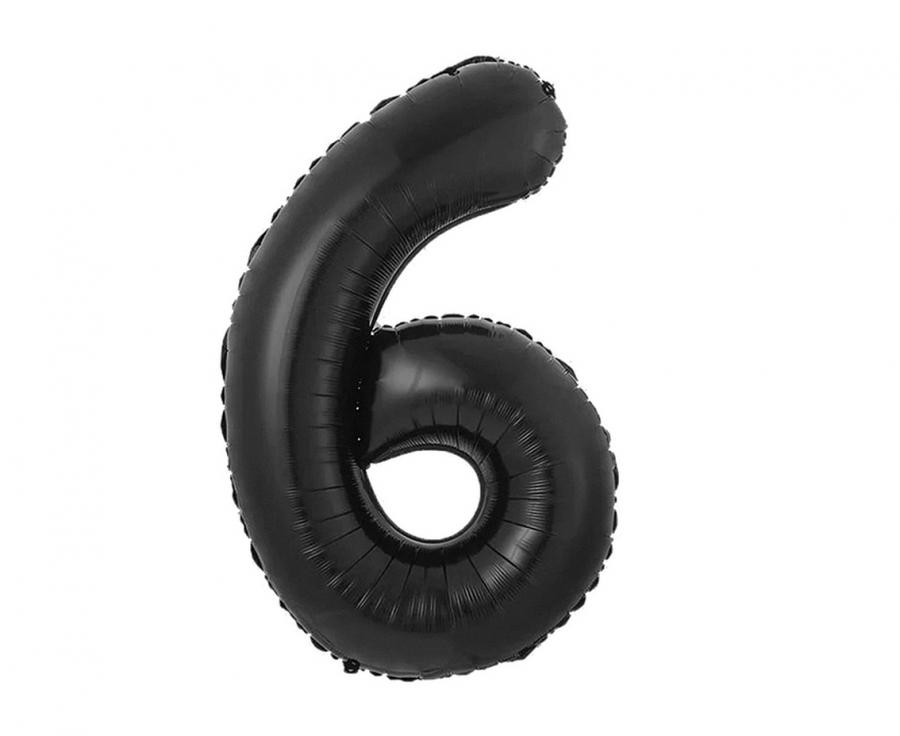 B&C foliový balónek, číslo 6, matná černá, 85 cm