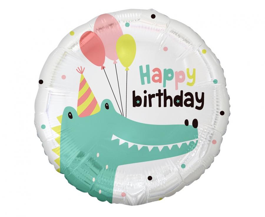 Krokodýlí fóliový balónek (všechno nejlepší k narozeninám), 18"