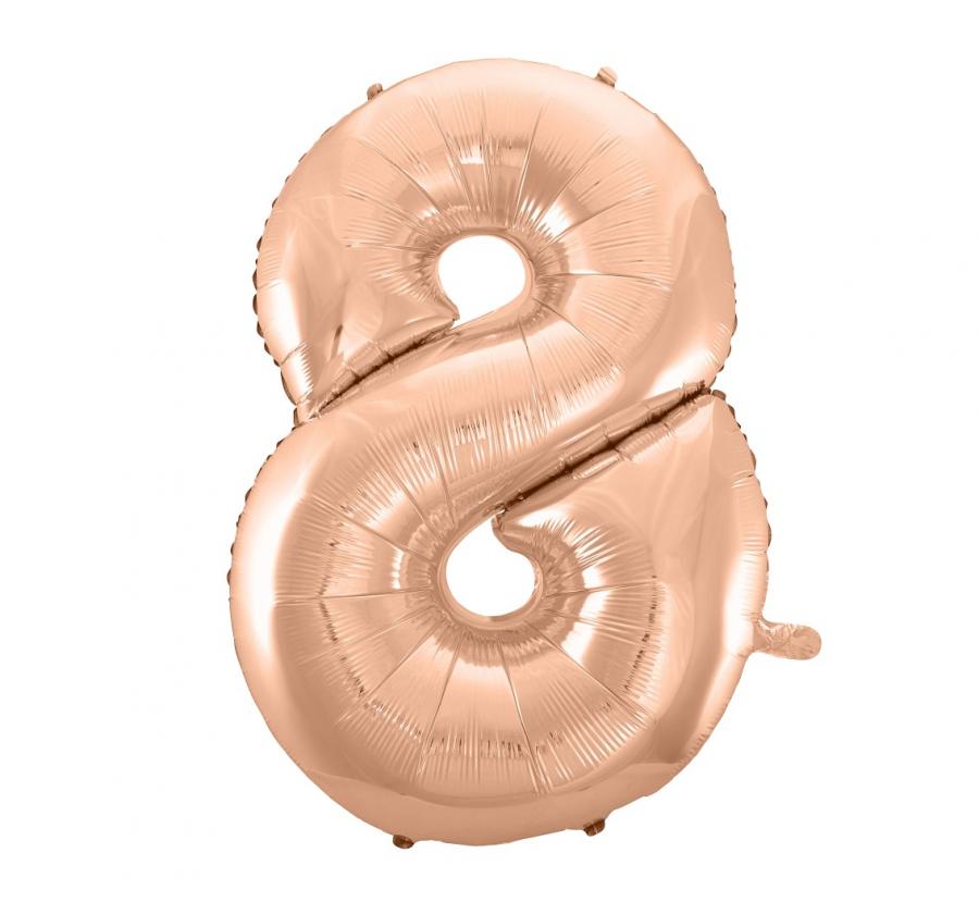 B&C Foliový balónek "Number 8", růžové zlato, 92 cm