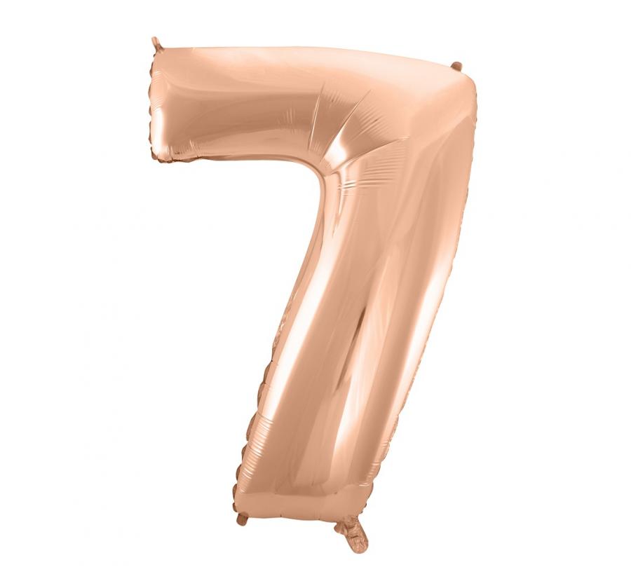 B&C Foliový balónek "Number 7", růžové zlato, 92 cm