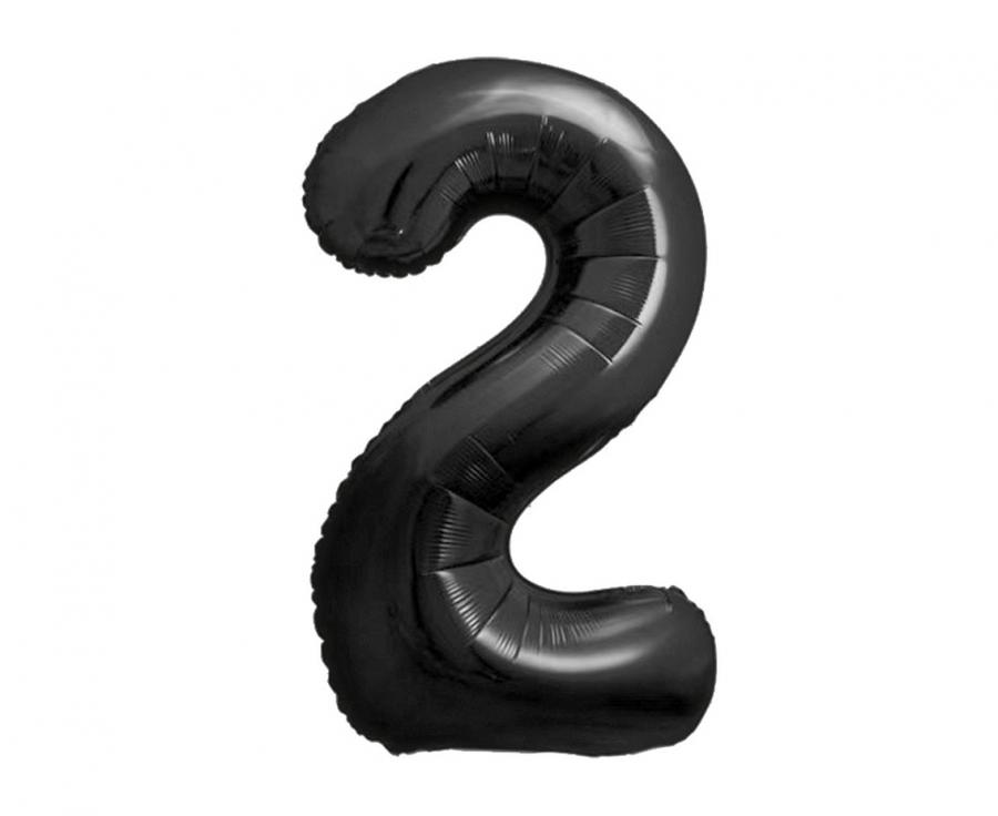 B&C foliový balónek, číslo 2, matná černá, 85 cm
