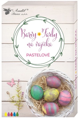 Fotografie Barvy na vajíčka pastelové v tabletách, 5 ks, rukavice