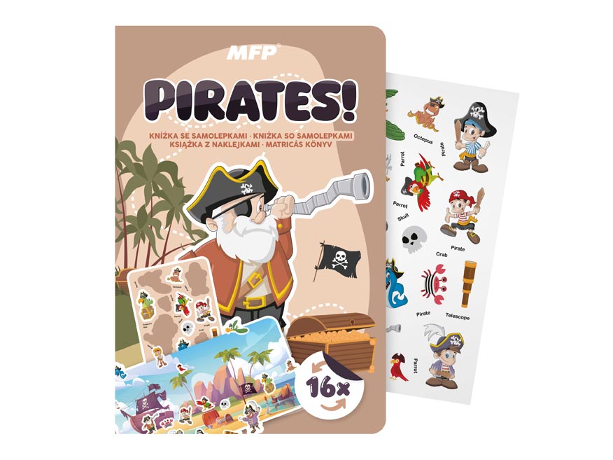Fotografie Samolepková kniha Piráti, 12x18cm, 16 samolepek 1032393