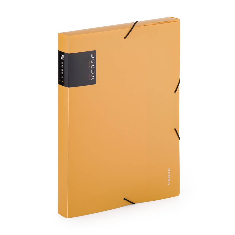 Krabice PP s gumou A4 VERDE hořčice 2-859