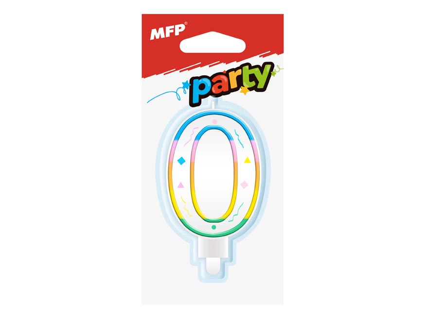 Fotografie Narozeninová svíčka 7,3cm s puntíčky číslo 0 - Amscan