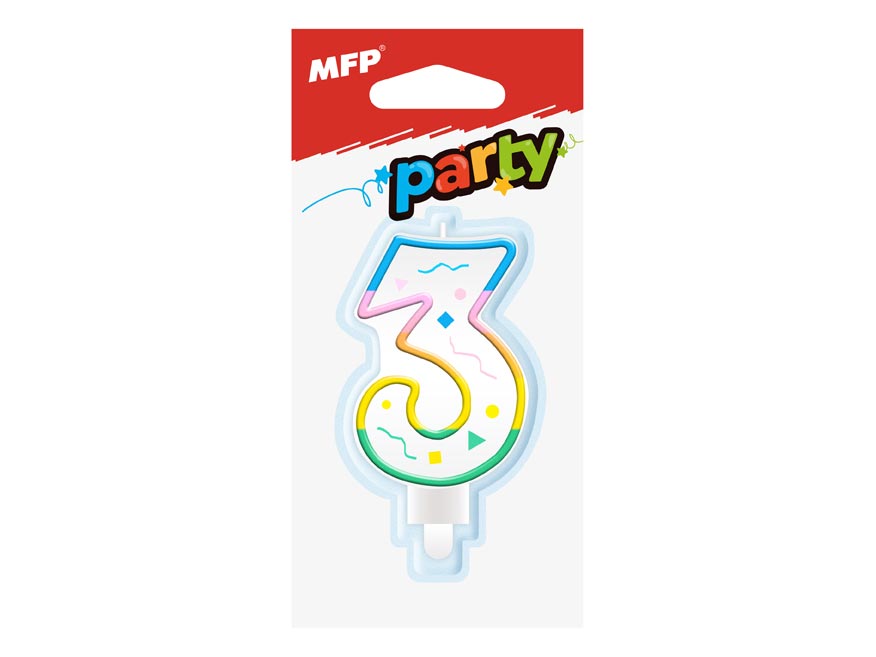 Fotografie MFP 8800056 dortová svíčka č. 3 duhová