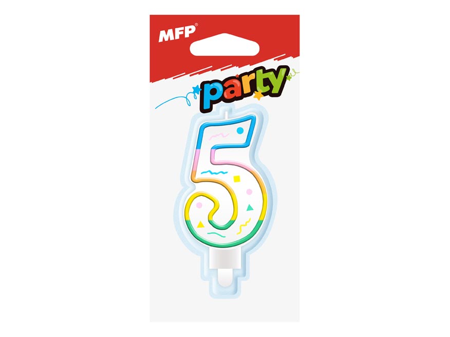 Fotografie MFP 8800058 dortová svíčka č. 5 duhová