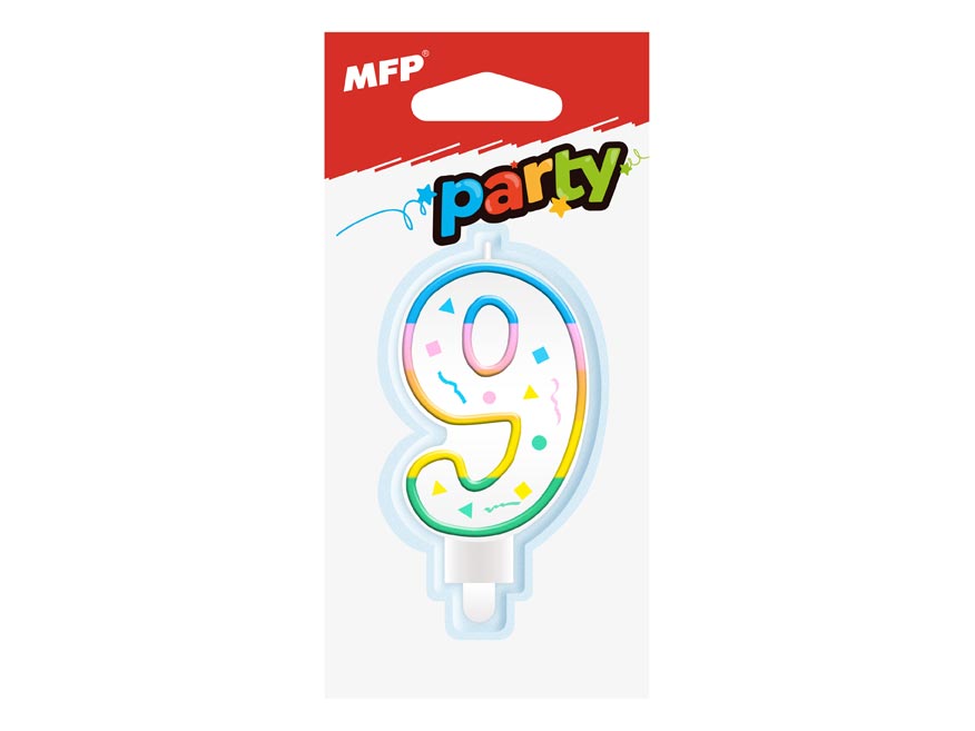 Fotografie MFP 8800062 dortová svíčka č. 9 duhová