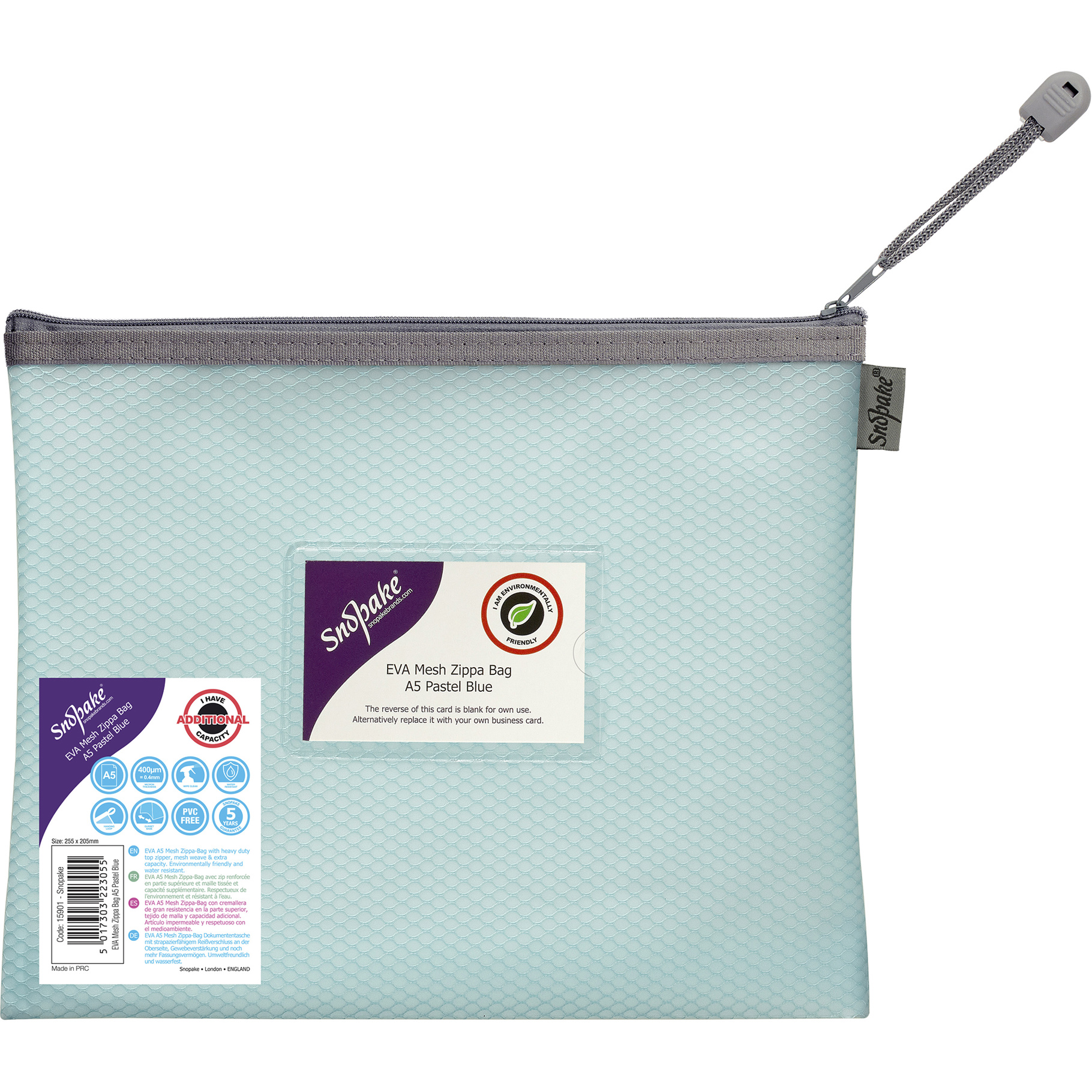 Fotografie SNOPAKE, Kapsa na zip Zippa-Bag EVA mesh, A5, pastelová modrá
