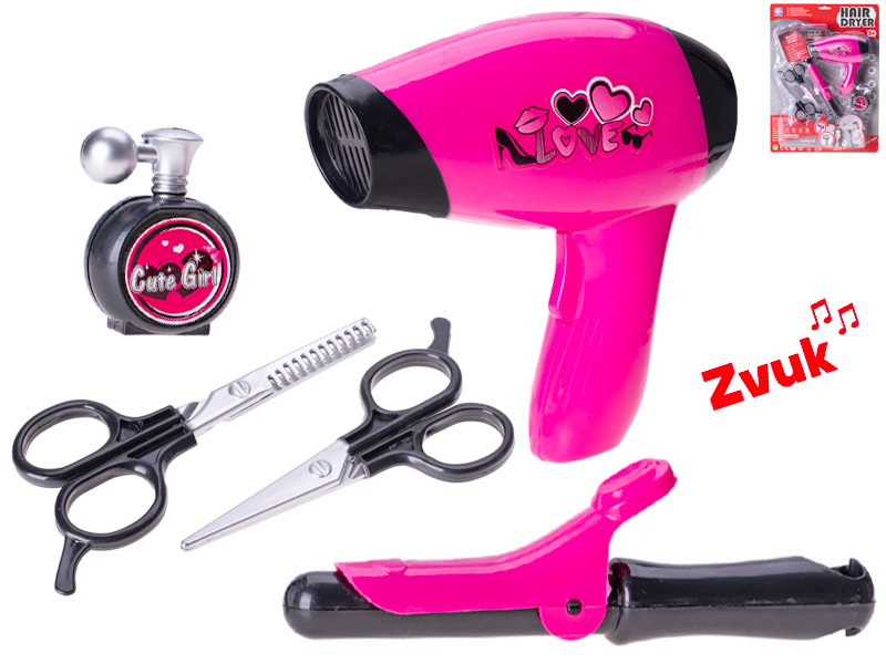 Kadeřnický set s fénem na baterie a doplňky 5ks na kartě 81413
