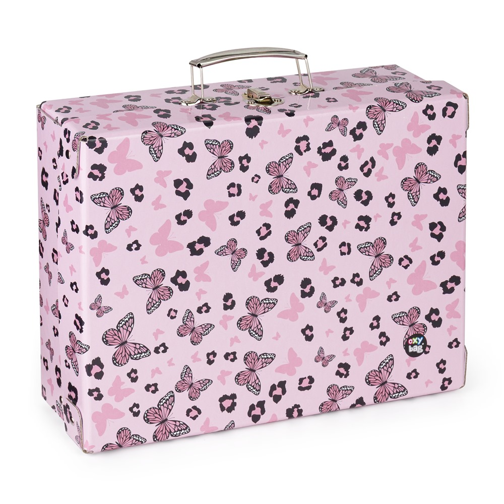 Kufřík lamino hranatý A4 OXY NEXT Butterfly pink 6-06625