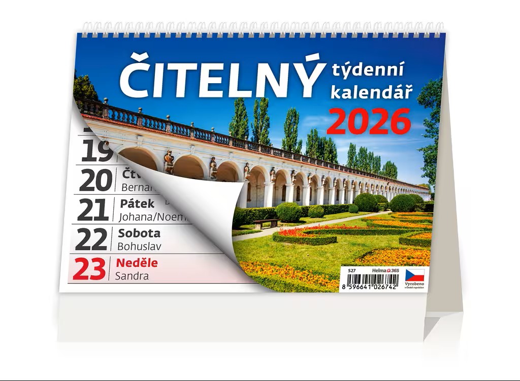 Fotografie Stolní kalendář Čitelný týdenní kalendář NEW 2026 211x148(30)mm S27-26
