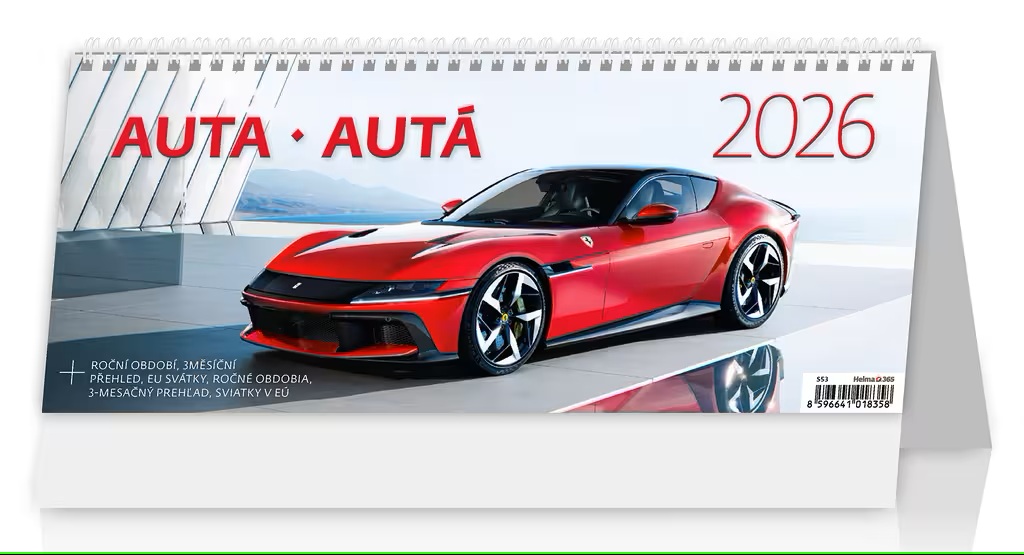 Fotografie Stolní kalendář Auta/Autá 2026 321x134(35)mm S53-26
