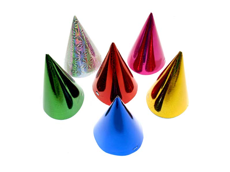 Fotografie klobouček karnevalový 6ks 16cm hologramový mix ME120 1041452