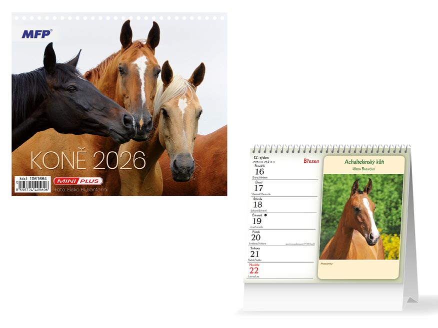 Kalendář 2026 stolní mini Koně 1061664