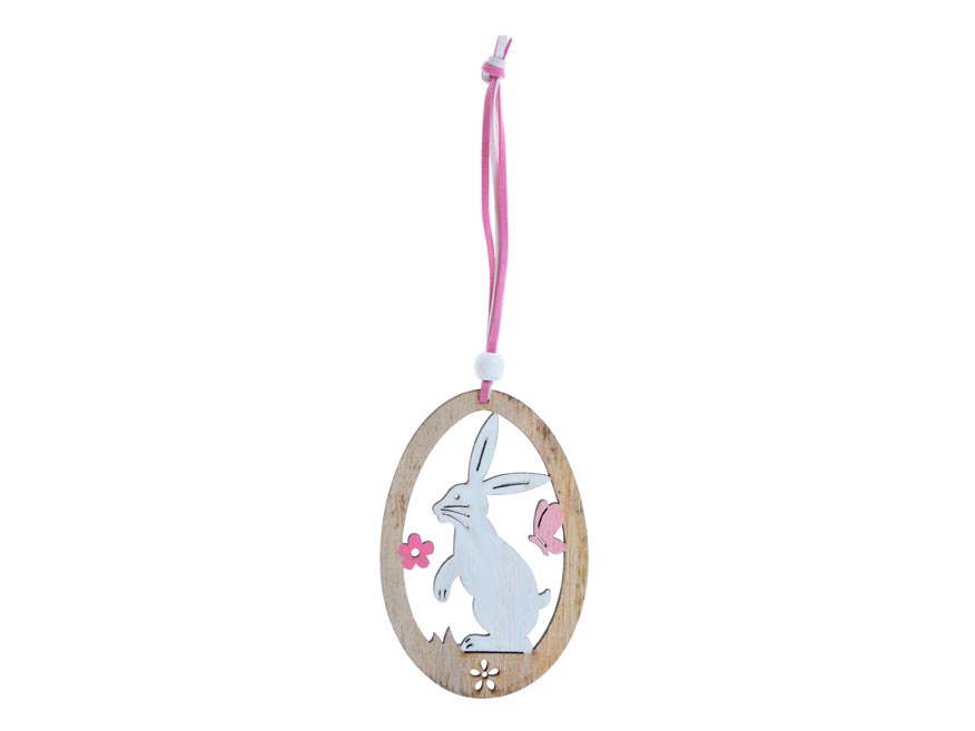 Fotografie MFP 2221419 vejce dřevo závěs 2D zajíc 10cm