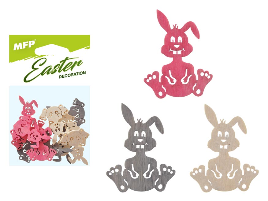 Fotografie Dekorace zajíc barevný 12ks 4cm mix