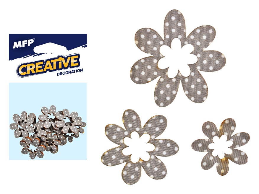 Fotografie Dekorace květina puntík 12ks -5,4,3cm