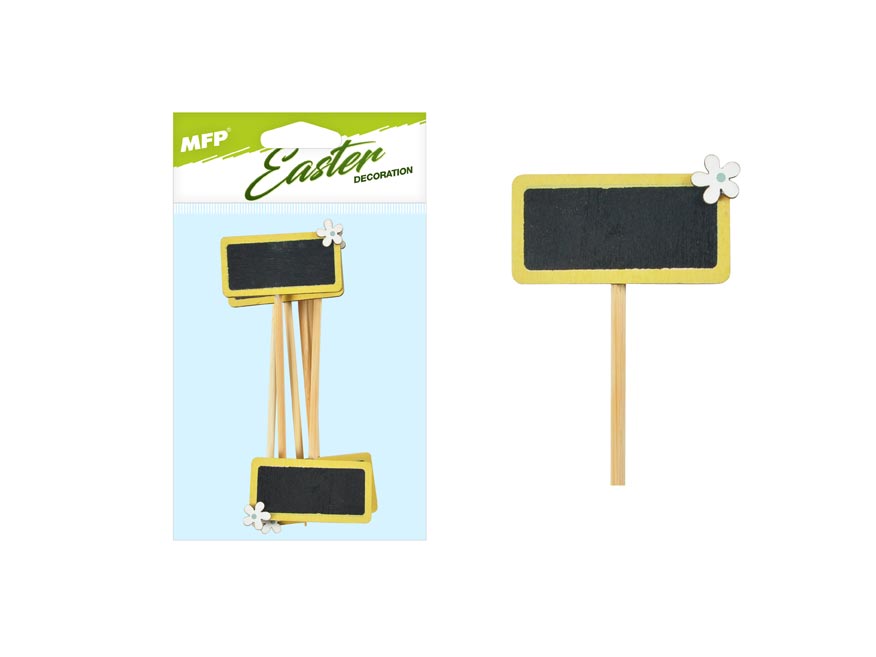 Fotografie zápich popiska 6ks/14cm žlutý dřevo 2221605