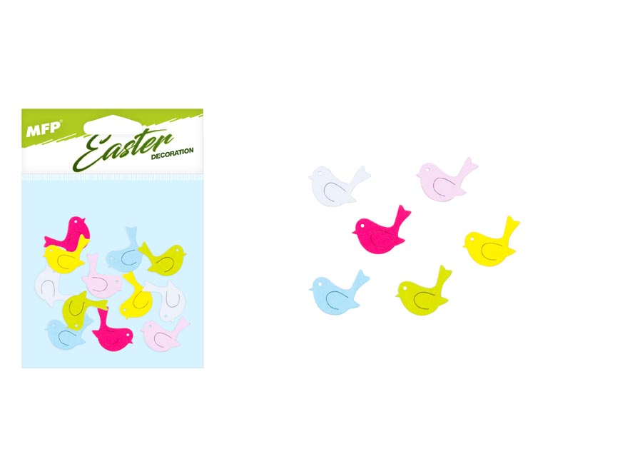 Fotografie dekorace ptáček 2,5cm 12ks barevný mix 2221755