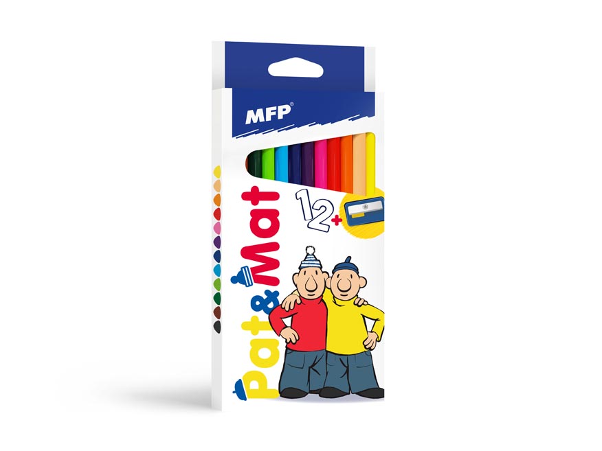 Pastelky MFP 12 ks triangular s ořezávátkem Pat a Mat 5301234