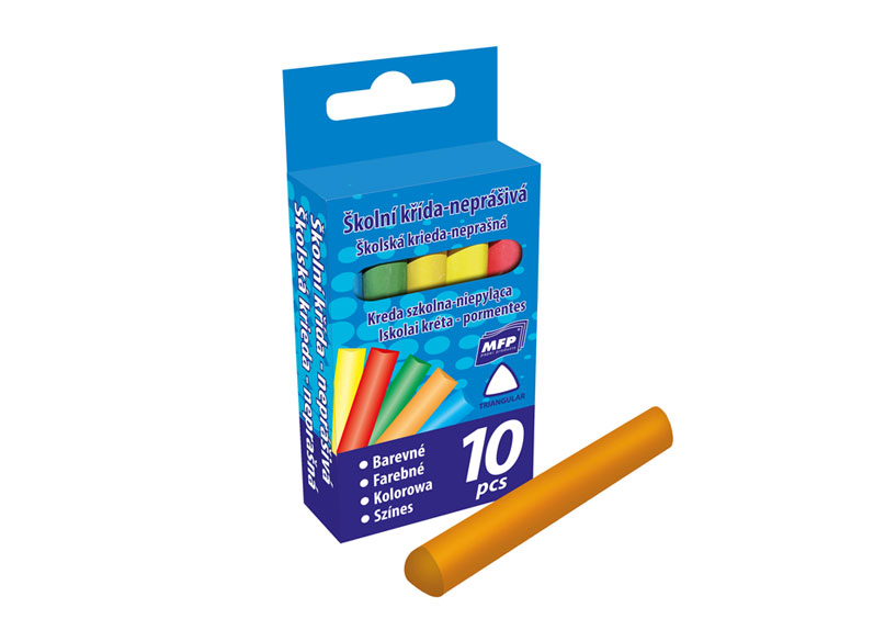 Fotografie křídy M barevné trojhranné 10 ks v krabičce neprášivá 6320125