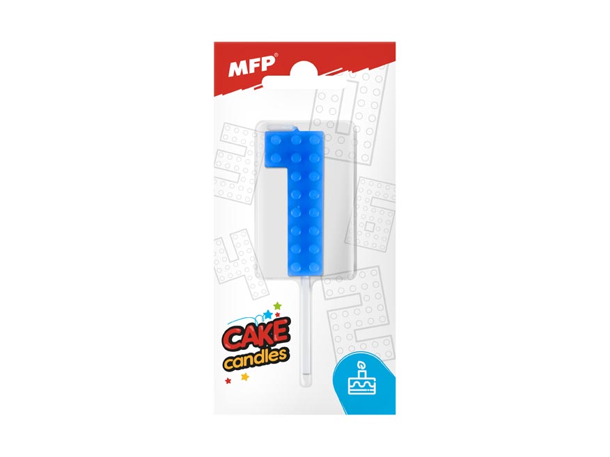 Fotografie dortová svíčka blok č. 1 modrá 8800091