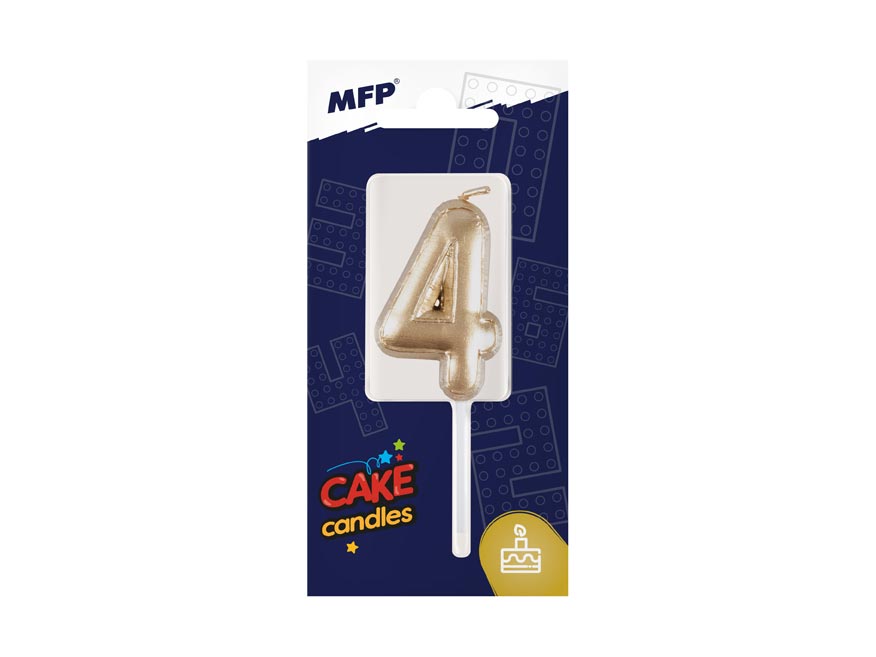 Fotografie dortová svíčka balonek č. 4 zlatá 8800118