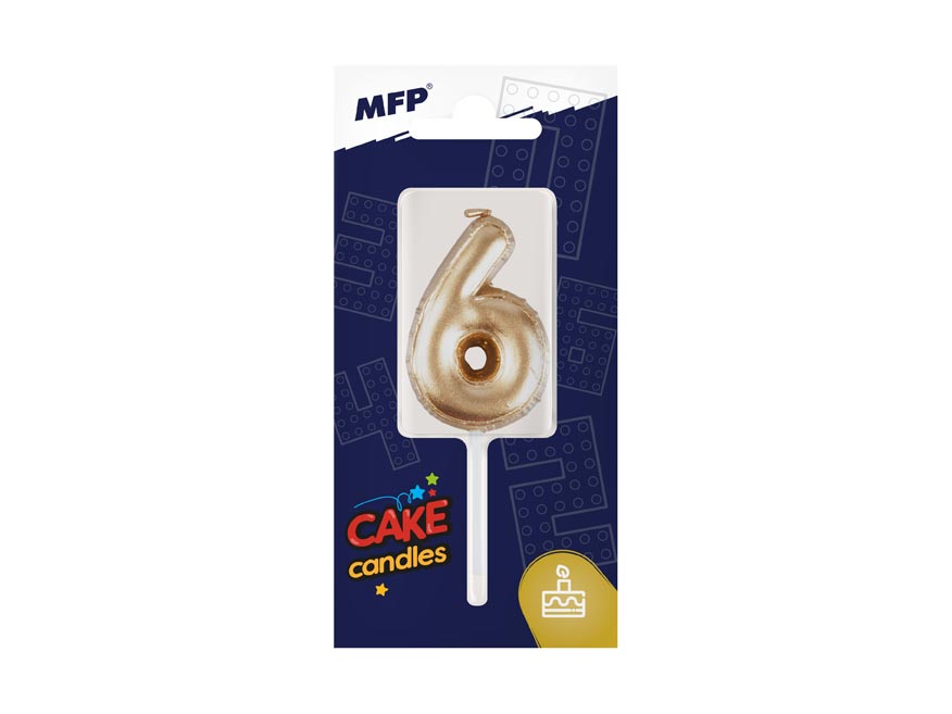 Fotografie dortová svíčka balonek č. 6 zlatá 8800120