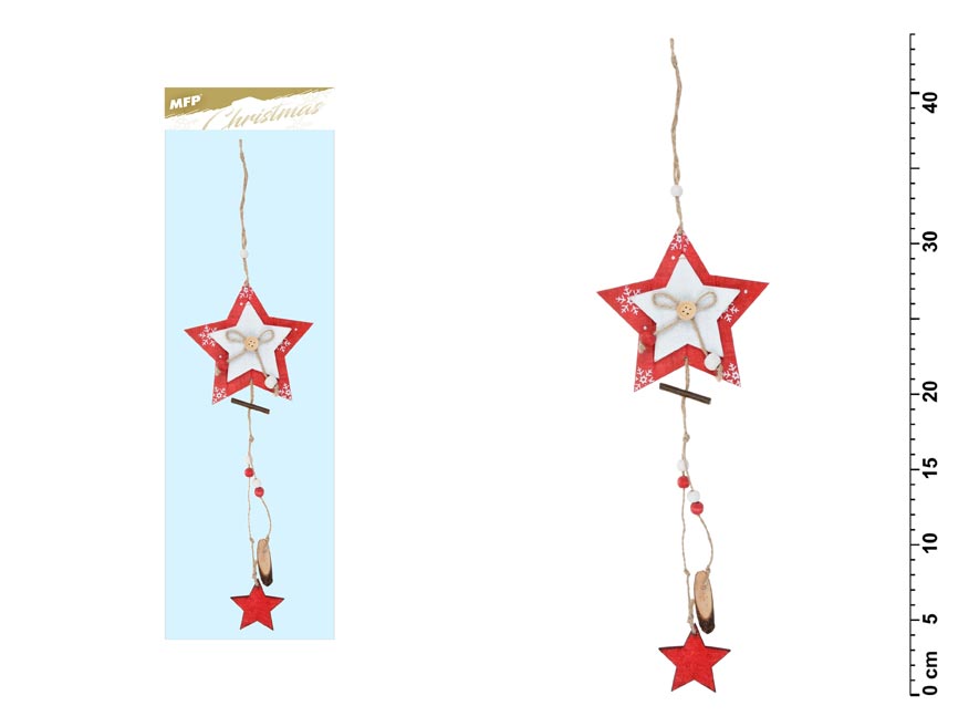 Závěs Hvězda červená 44x12cm JK-6067A 8885696