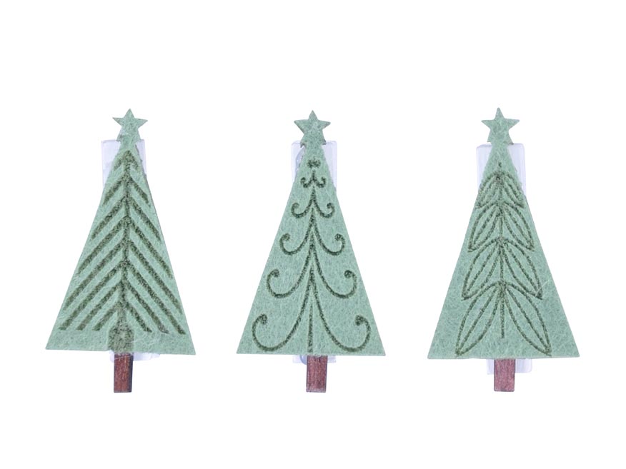 Kolíček stromek 9ks filc zelený 4,5cm 8886458