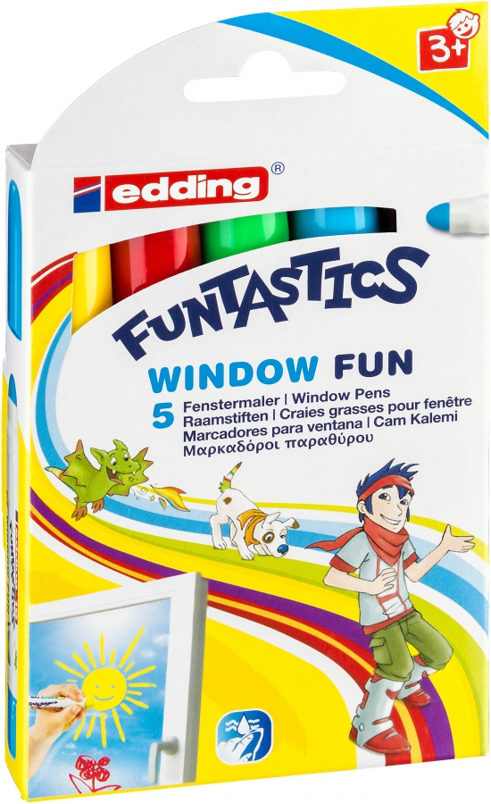 Fotografie Popisovač Edding Funtastics Window základní barvy, 5 barev