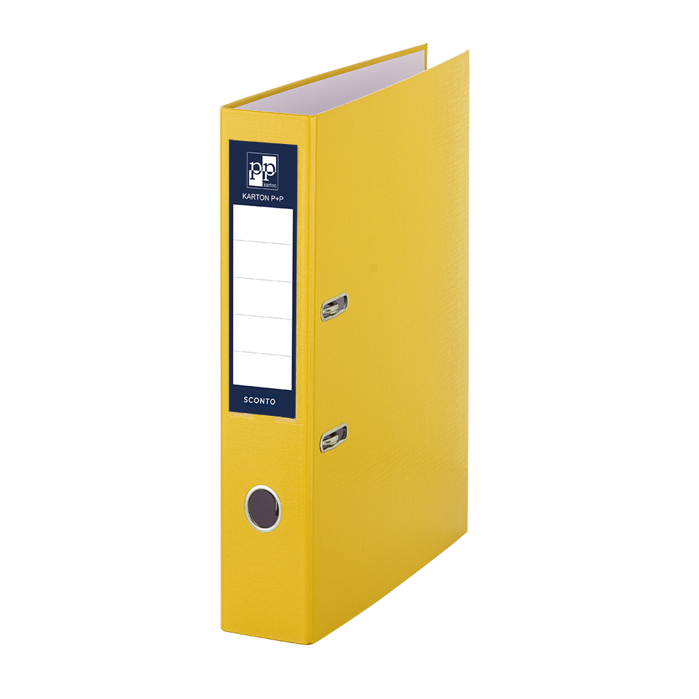 Fotografie Pořadač A4 poloplast páka 5cm SCONTO žlutý 9-991