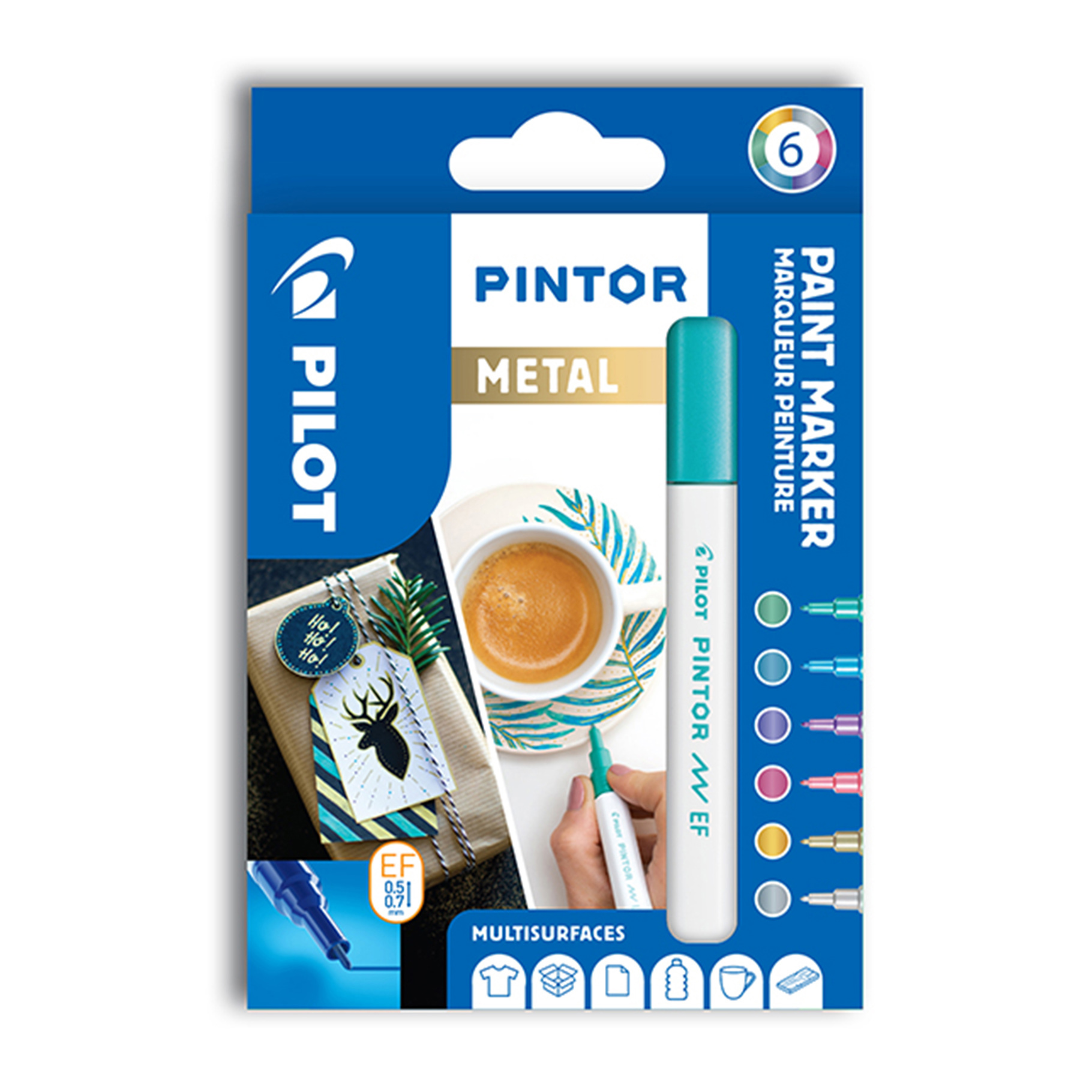 Fotografie Akrylový popisovač Pilot Pintor, Extra Fine, sada 6 ks, Metal Pilot