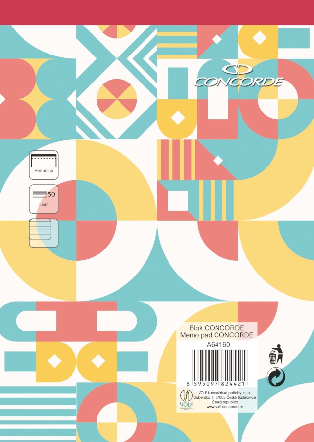 Fotografie Blok CONCORDE A4 linka 8mm, 50 listů A64160