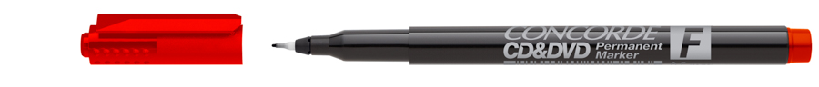 Fotografie Popisovač CONCORDE CD & DVD, permanentní, 0,5mm, červená A65739