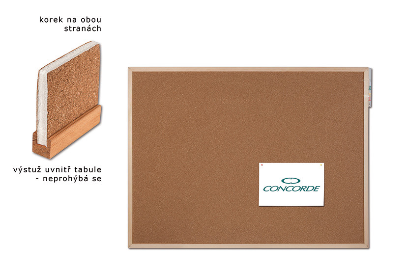 Korková tabule CONCORDE 90 x 120cm, vyztužená, oboustranná A0454