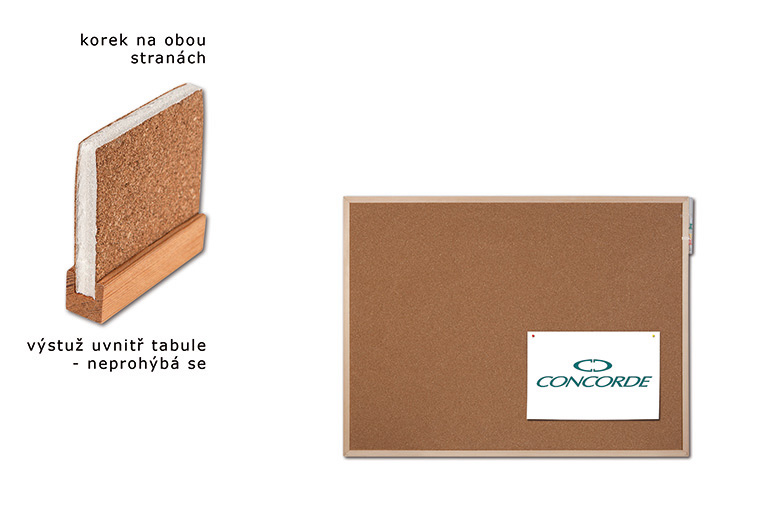 Korková tabule CONCORDE 60 x 90cm, vyztužená, oboustranná A0456