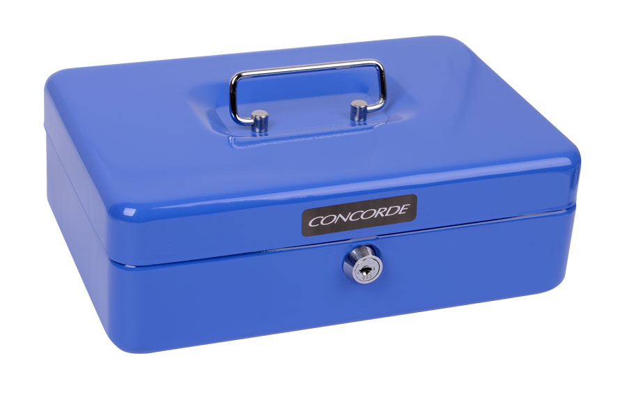 Kovová pokladna CONCORDE č. 33, 250 x 180 x 90mm, modrá A1275090