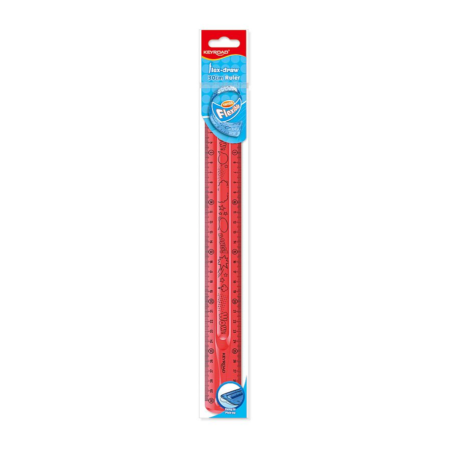 Fotografie Pravítko KEYROAD Flexi, 30cm, červené A662-1