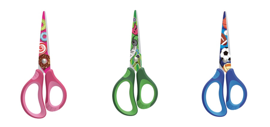 Školní nůžky KEYROAD Tattoo Soft, 15cm, bl., asort A619
