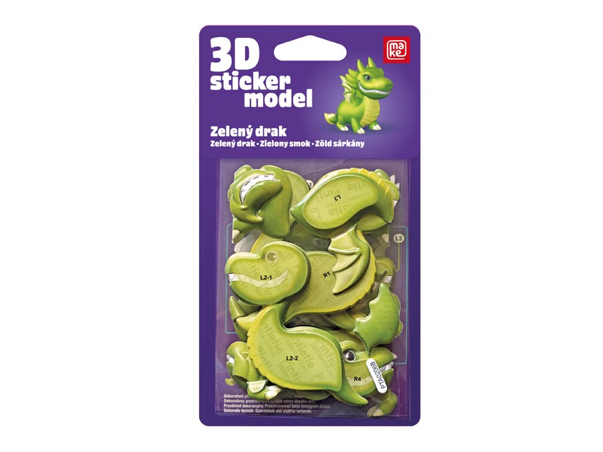 3D Sticker Model Ještěrky Zelený drak- MAKE 1042623