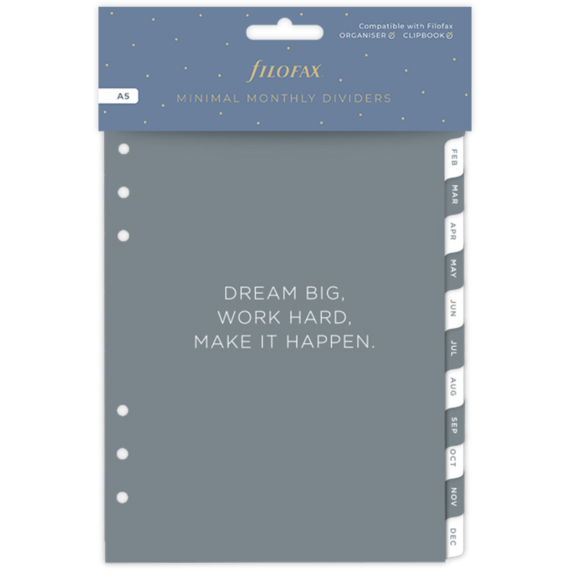 Fotografie FILOFAX náplň A5, rozřazovač Minimal bílý, měsíční