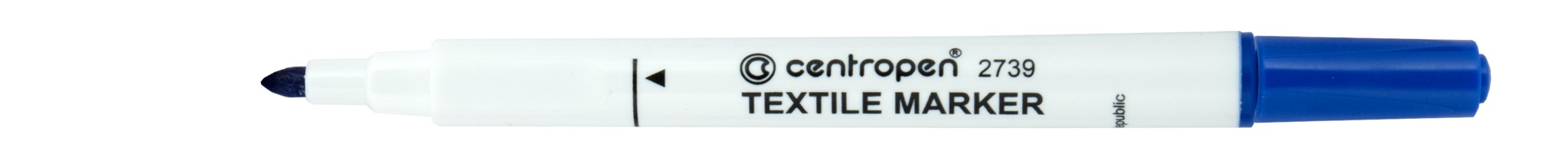 Fotografie Značkovač Centropen 2739 na textil modrý válcový hrot 3,5mm