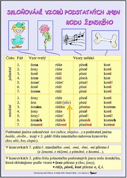 Fotografie Tabulka A4 Skloňování rodu