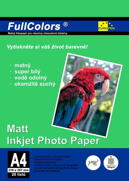 Fotografie Fotopapír Europen A4/180g/20 listů matný