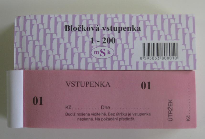 Vstupenka - blok 200 lístků - číslované/801