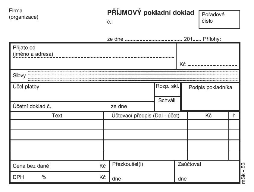 Příjmový pokladní doklad NCR/53