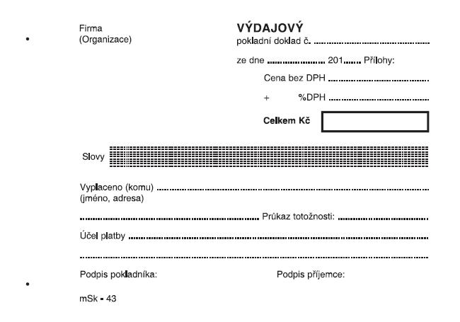 Výdajový pokladní doklad - jednoduchý A6 NCR/43