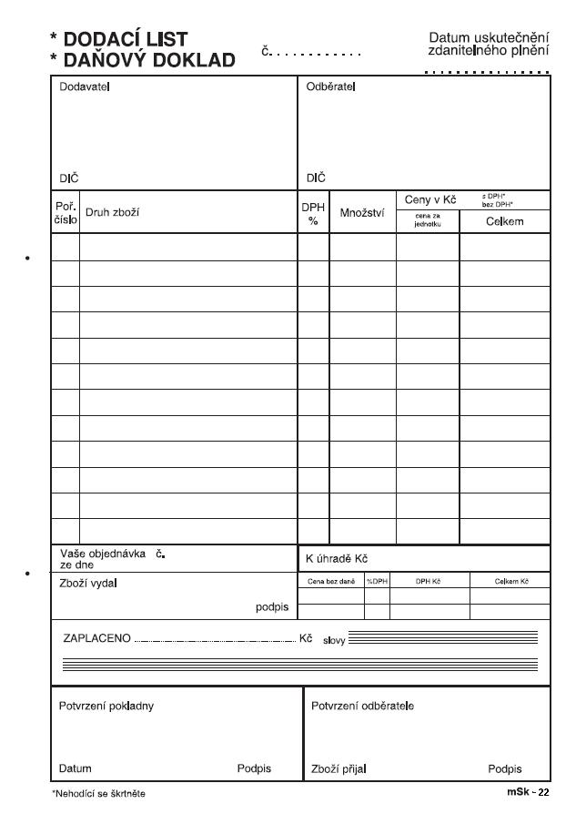 Dodací list - daňový doklad A5 NCR/22